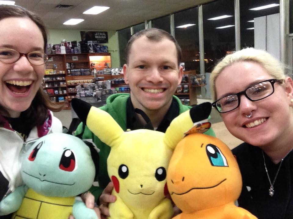Megan with Squirtle, Bearz with Pikachu, and Abby with Charmander!