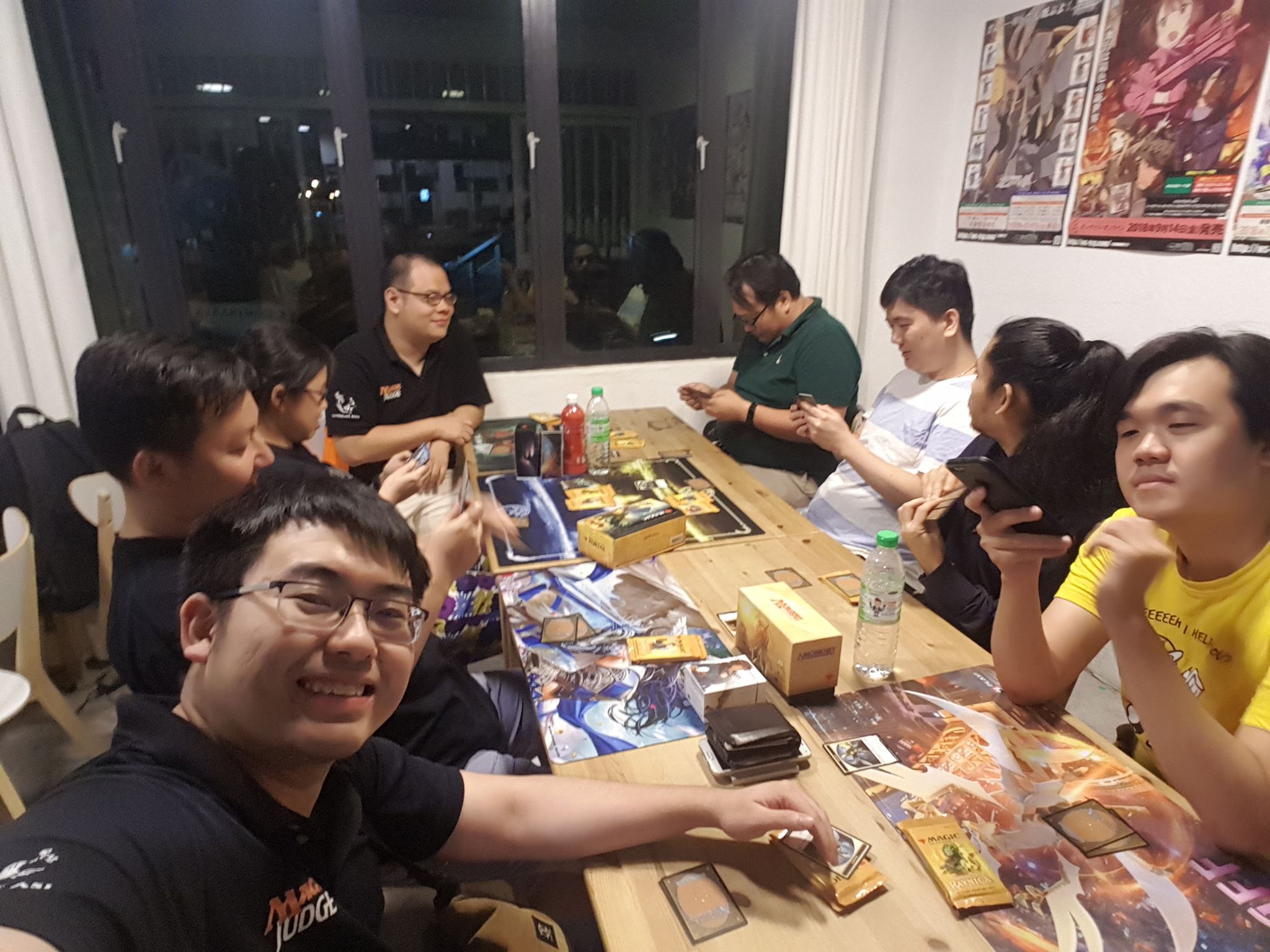 Singaporean Judges and Zie Aun Tan at their LGS drafting around 2am - plus stand-in scorekeeper