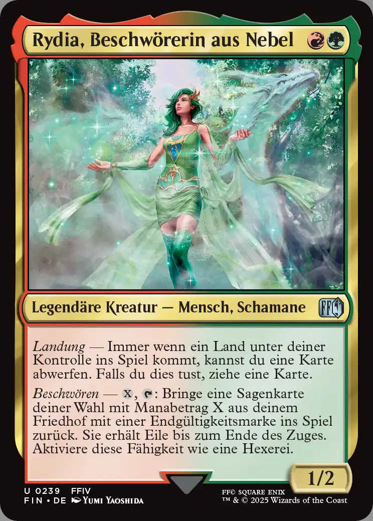 Rydias aktivierte Fähigkeit beginnt mit "{X}, {T}: Bringe eine Sagenkarte deiner Wahl".