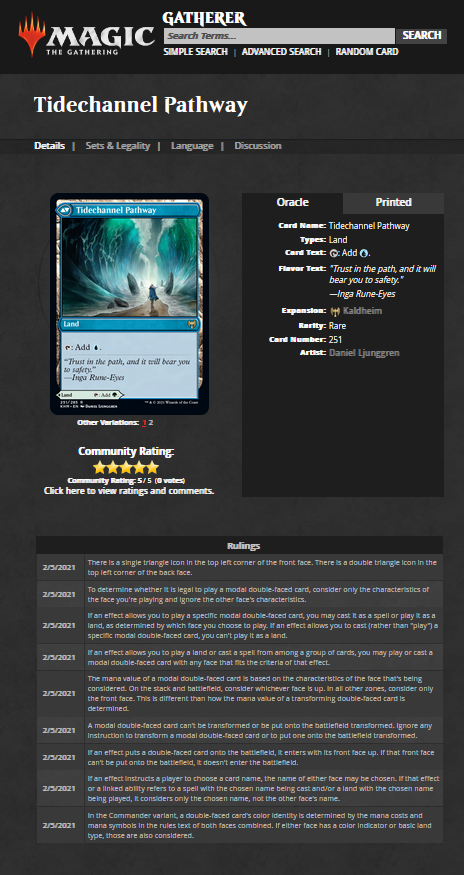A screenshot of the Gatherer page for Tidechannel Pathway. The page only shows information on Tidechannel Pathway.