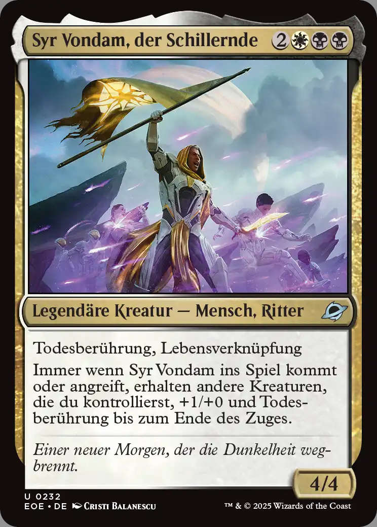 Syr Vondams Anekdotentext beginnt mit "Einer neuer Morgen".