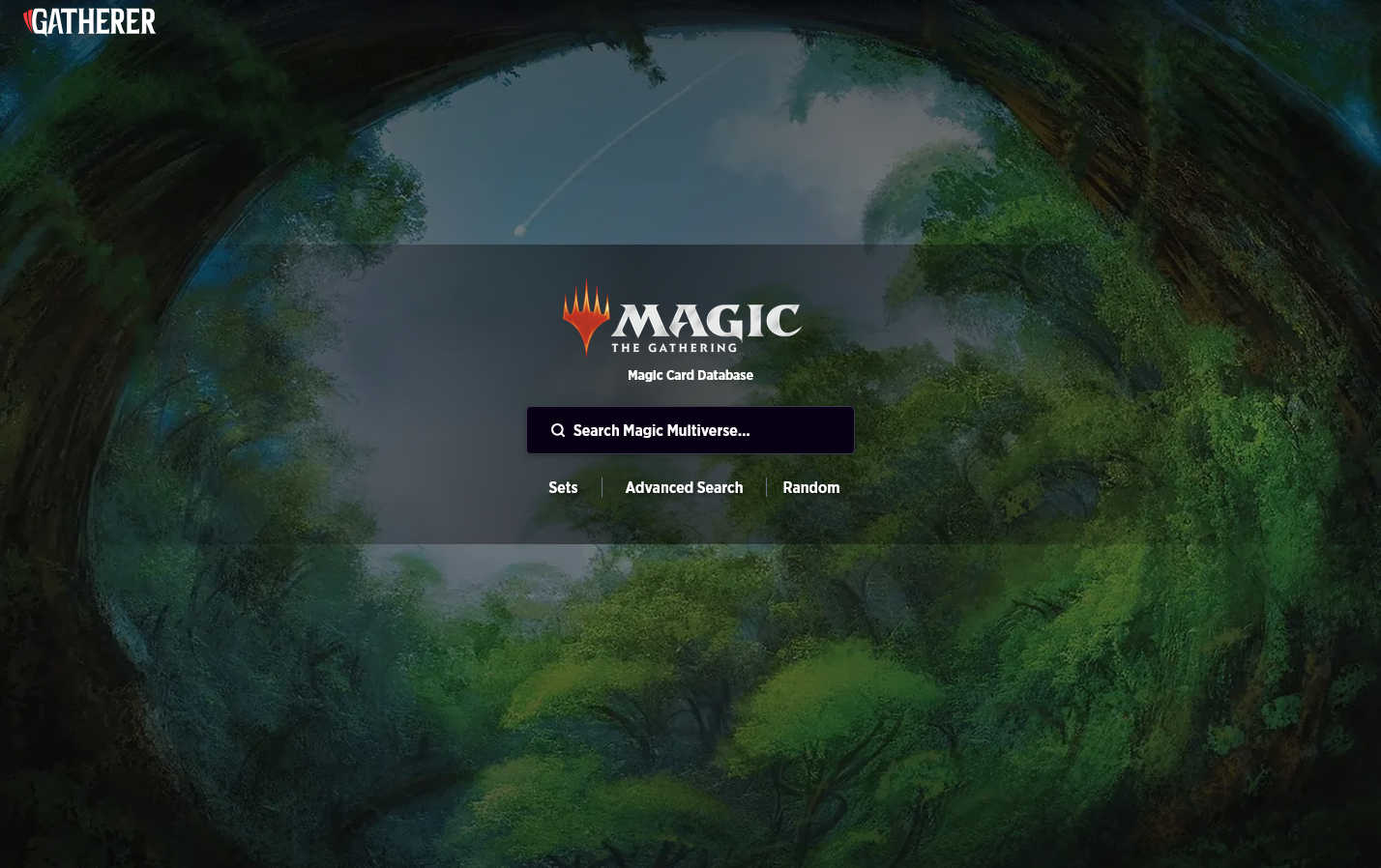 Screenshot of the new Gatherer home page