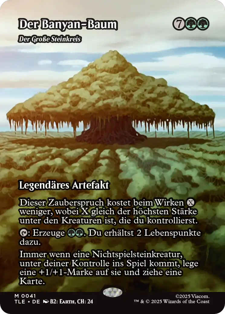 Die ausgelöste Fähigkeit des Großen Steinkreises beginnt mit "Immer wenn eine Nichtspielsteinkreatur, unter deiner Kontrolle ins Spiel kommt".