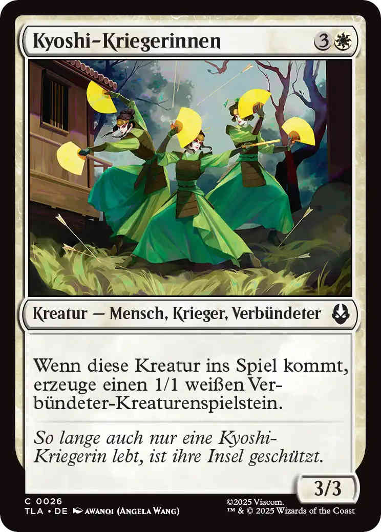 Der Anekdotentext der Kyoshi-Kriegerinnen enthält den Satzteil "So lange auch nur eine Kyoshi-Kriegerin lebt".