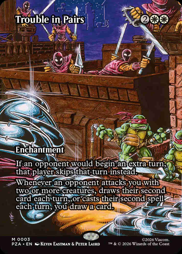 Die Auslösebedingung der zweiten Fähigkeit enthält den Satzteil "draws their second card each turn, or casts their second spell each turn".