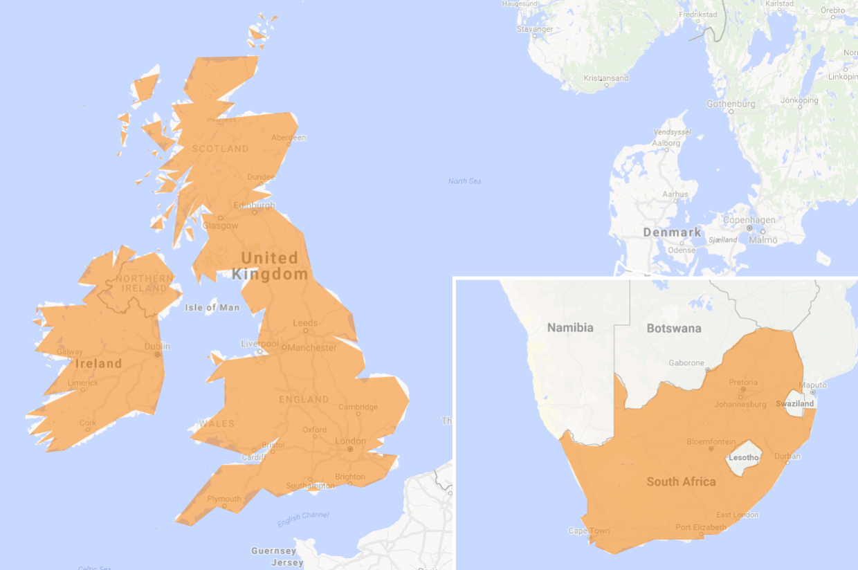 United Kingdom, Ireland & South Africa